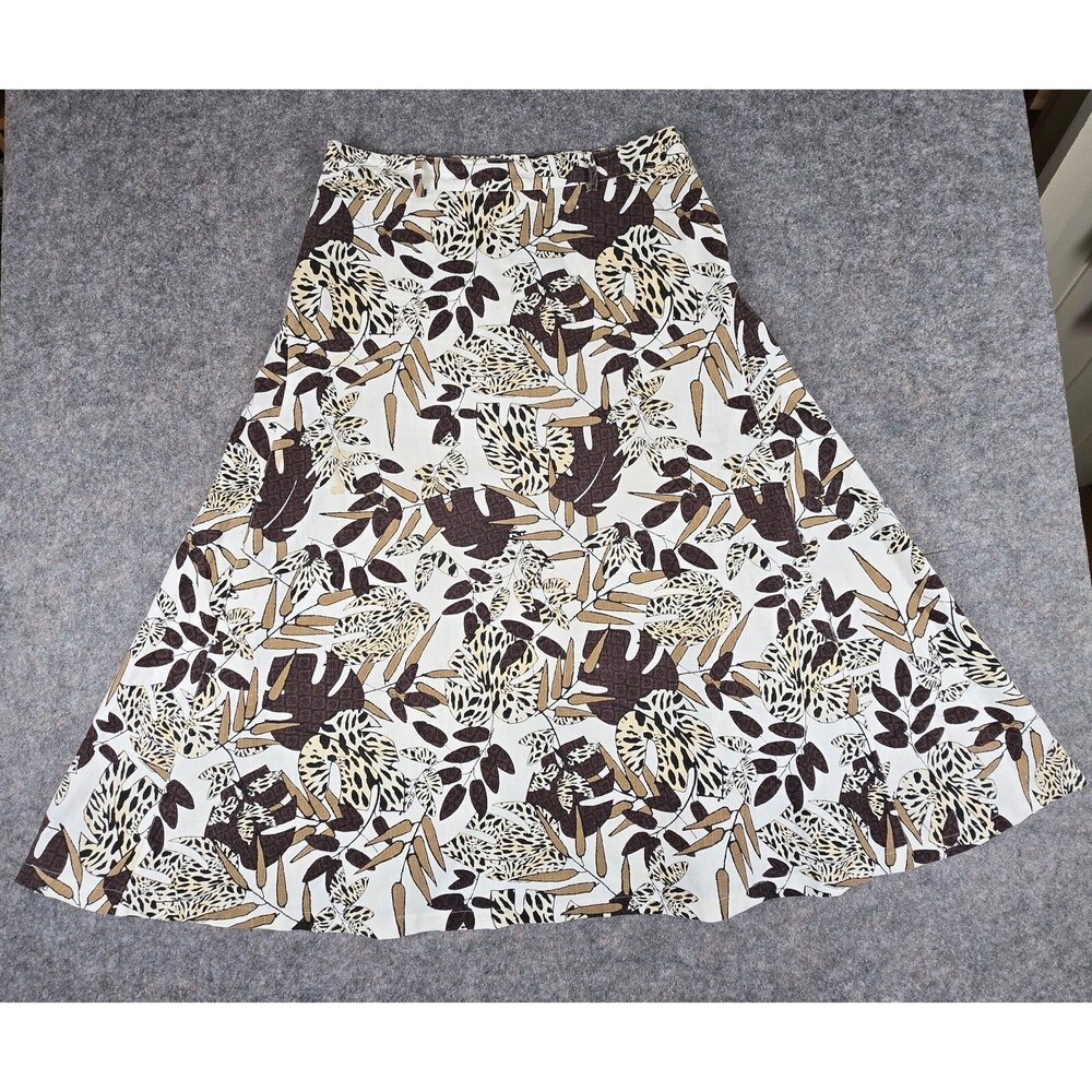🌿Foliage Print  Linen Blend Circle Skirt by Alice Collins – UK 14 (US 10)